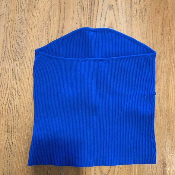 Dynamite ribbed royal blue cropped tube top - Picture 4 of 5